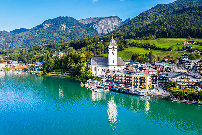 圣沃尔夫冈和小镇圣沃尔夫冈im Salzkammergut，上奥地利，奥地利，欧洲